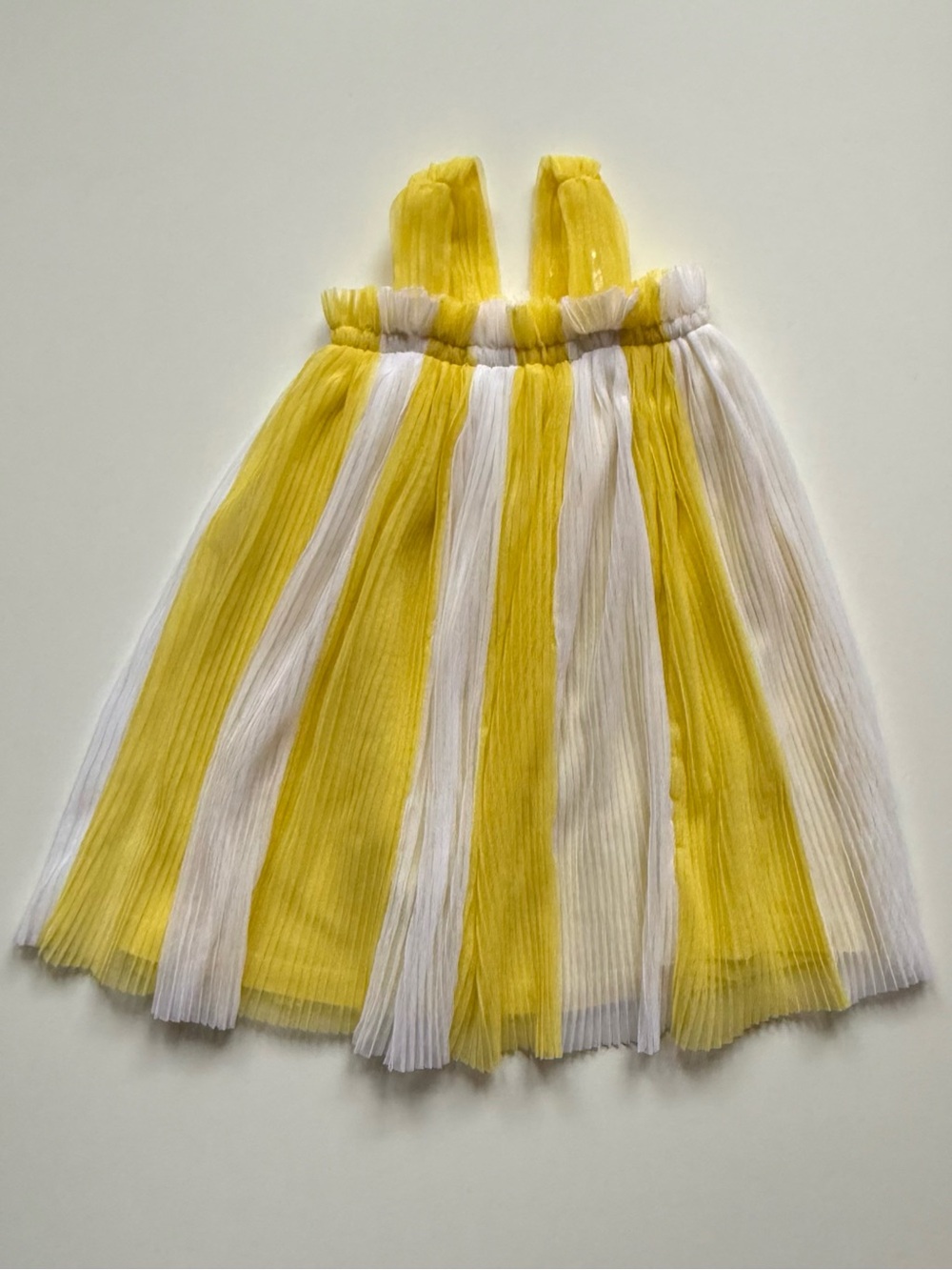 Hanna Andersson Girls Yellow and White Striped Pleated Tulle Dress - Size 2T
